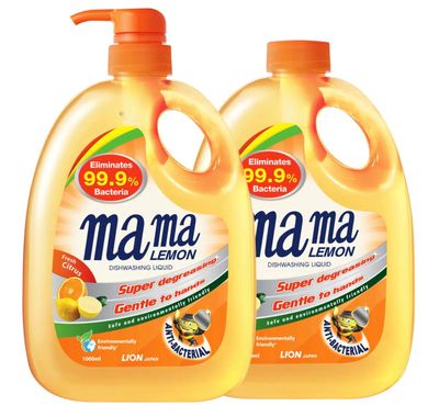 Mama Lemon Dishwashing Liquid &amp; Refill - Fresh Citrus 2 x 1L