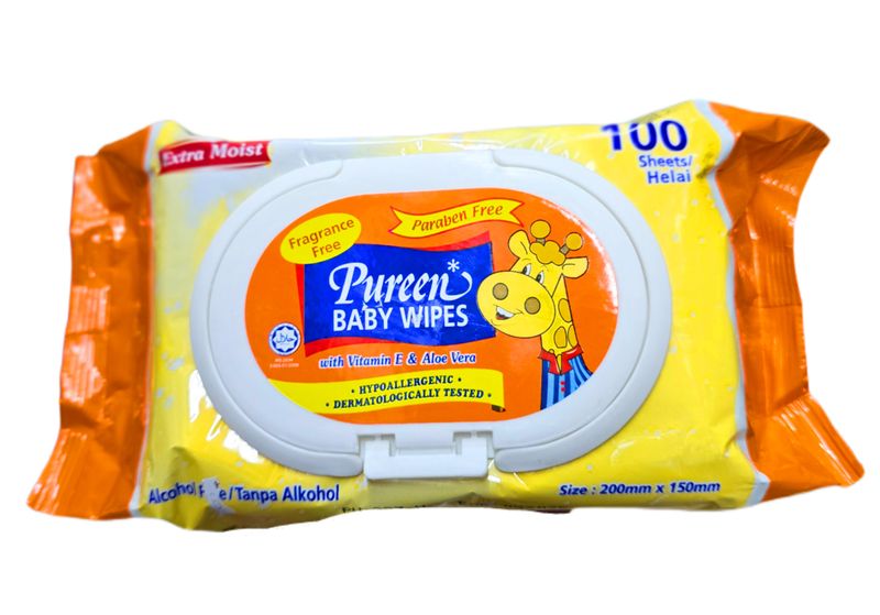 Pureen Baby Wipes Fragrance Free Extra Moist 100Sheets