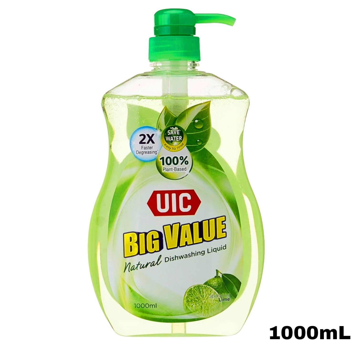 UIC Big Value Natural Dishwashing Liquid - Lime 1000mL