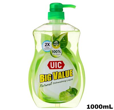 UIC Big Value Natural Dishwashing Liquid - Lime 1000mL