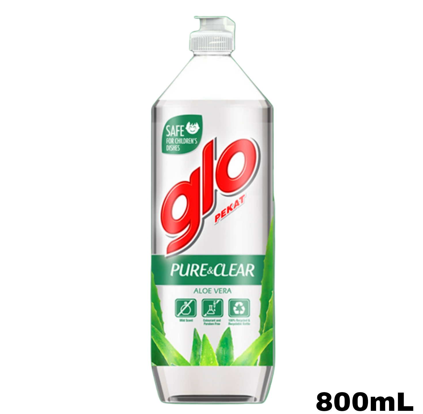 Glo Dishwashing Liquid, Pure &amp; Clear Aloe Vera 800mL