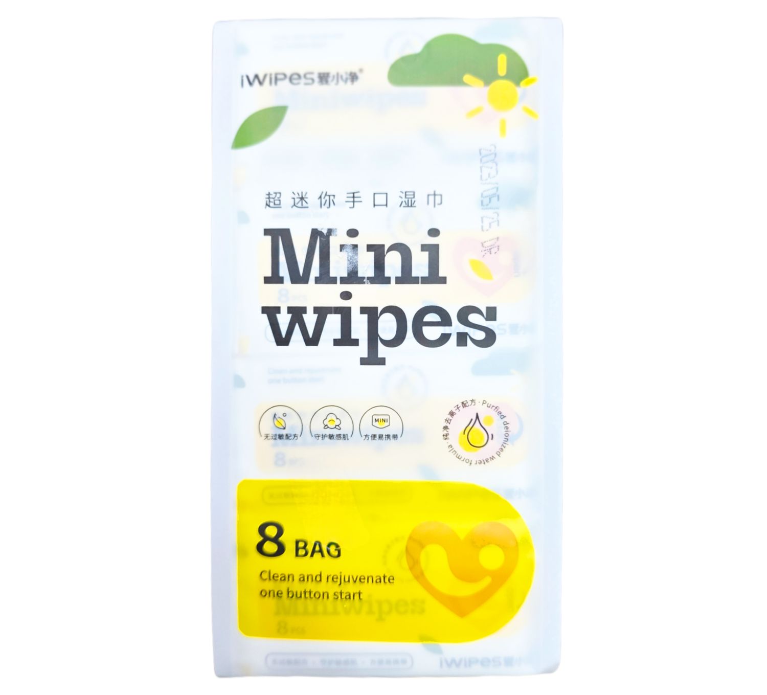 Mini Wipes 8pcs inside