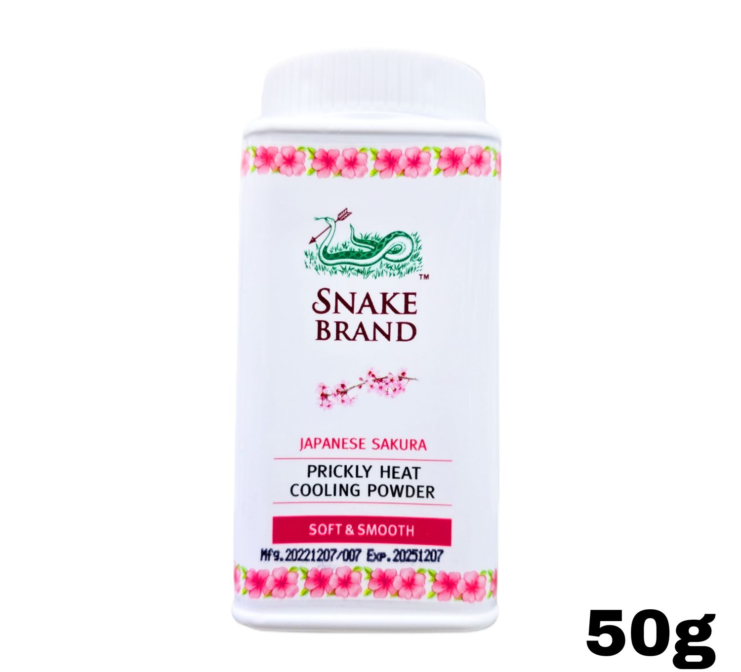Snake Brand Prickly Heat Cooling Powder - Soft &amp; Smooth 50g