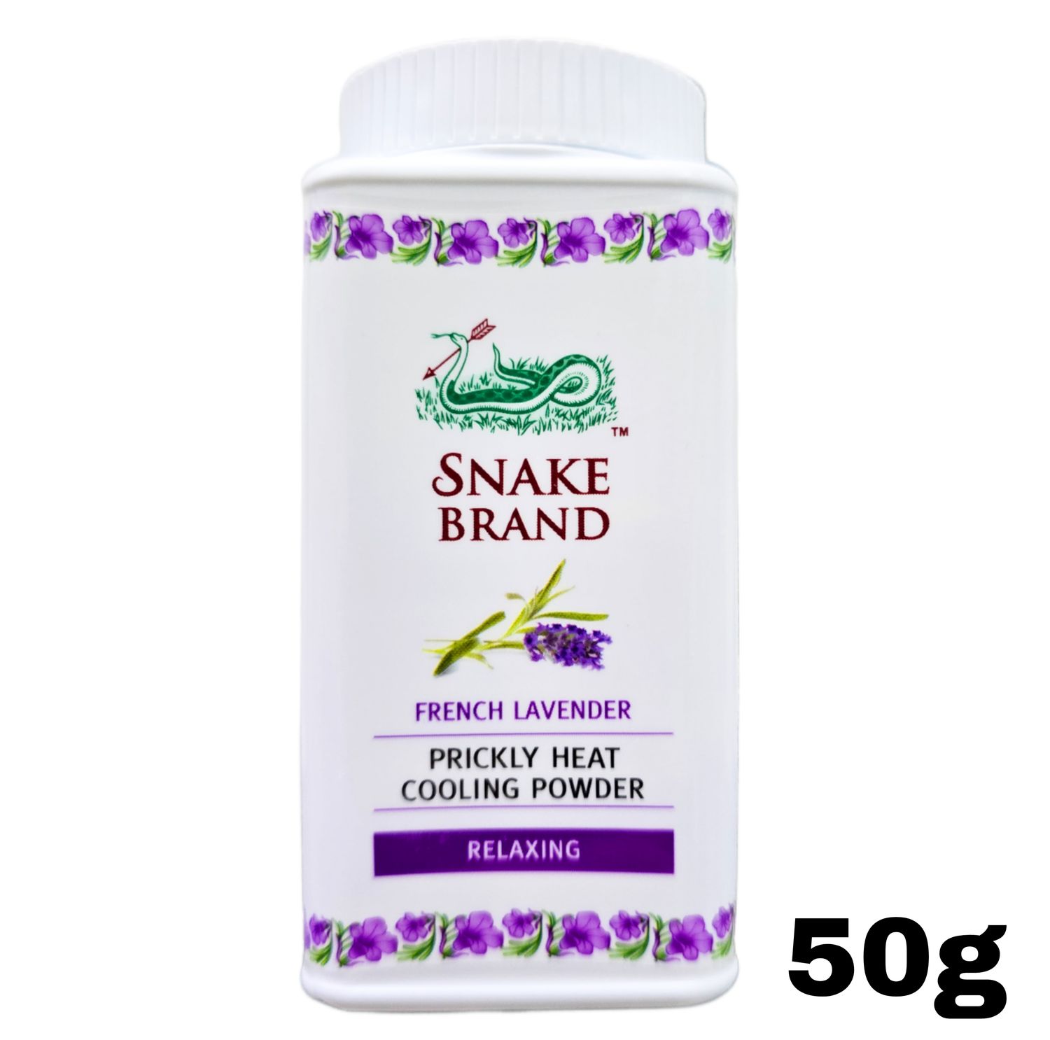Snake Brand Relaxing Lavender Prickly Heat Cooling Powder 50g