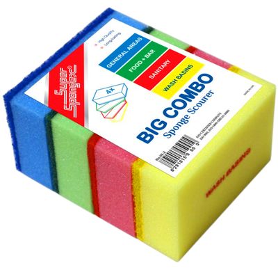 Super Spongex Big Combo Sponge Scourer 4x Pack