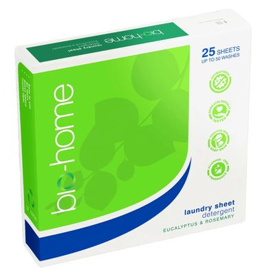 Bio-home Laundry Sheet Detergent Eucalyptus &amp; Rosemary - 25 Sheets Pack