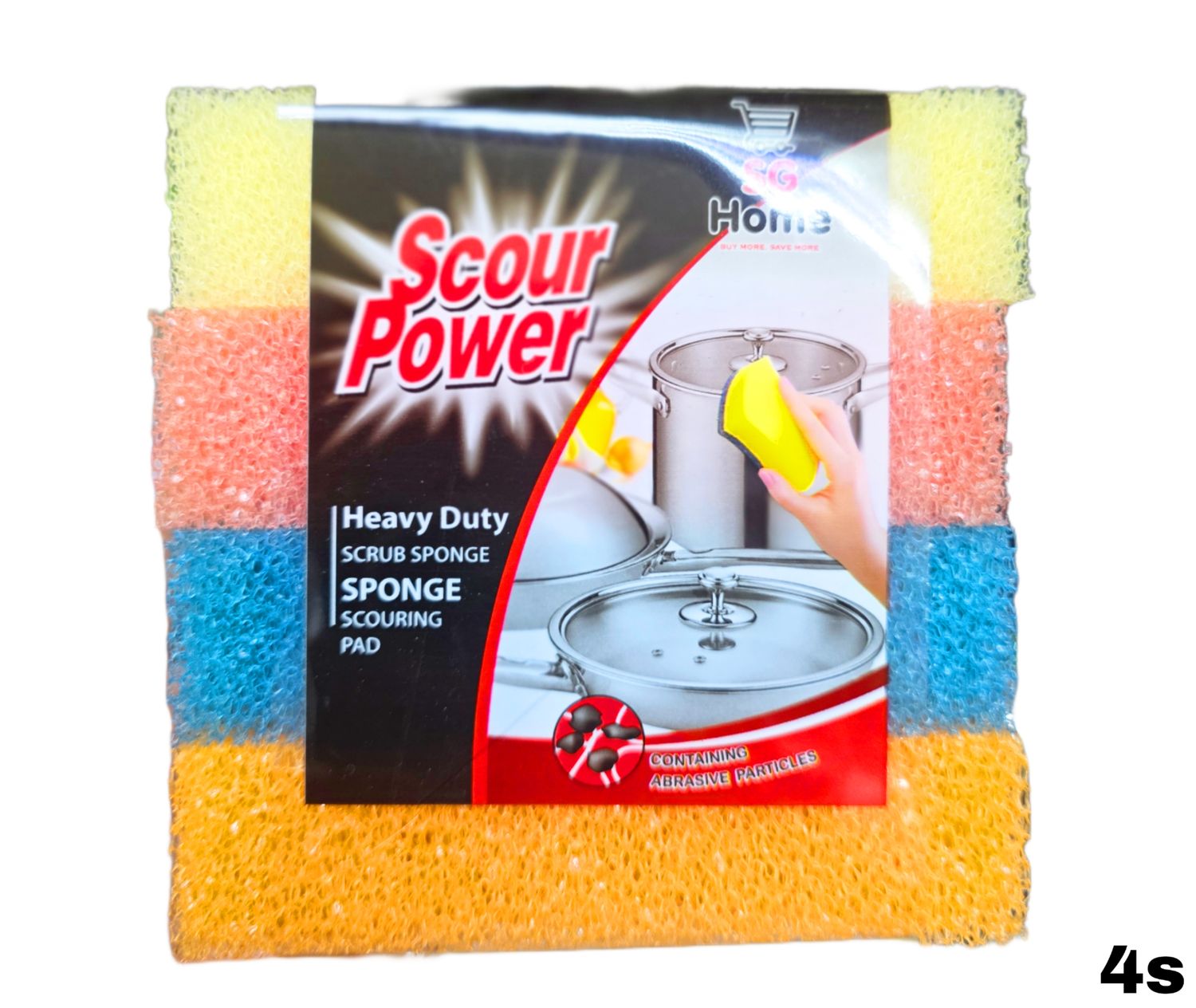SG Home Scour Power Scrub Sponge 4s Pack