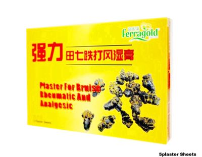 FERRAGOLD PLASTER FOR BRUISE RHEUMATIC AND ANALGESIC (5 SHEETS) PACK