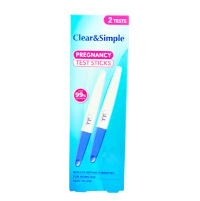 2 TESTS Clear &amp; Simple PREGNANCY TEST STICKS