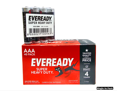 Eveready Super Heavy Duty AAA4 Battery Single 4s Pack