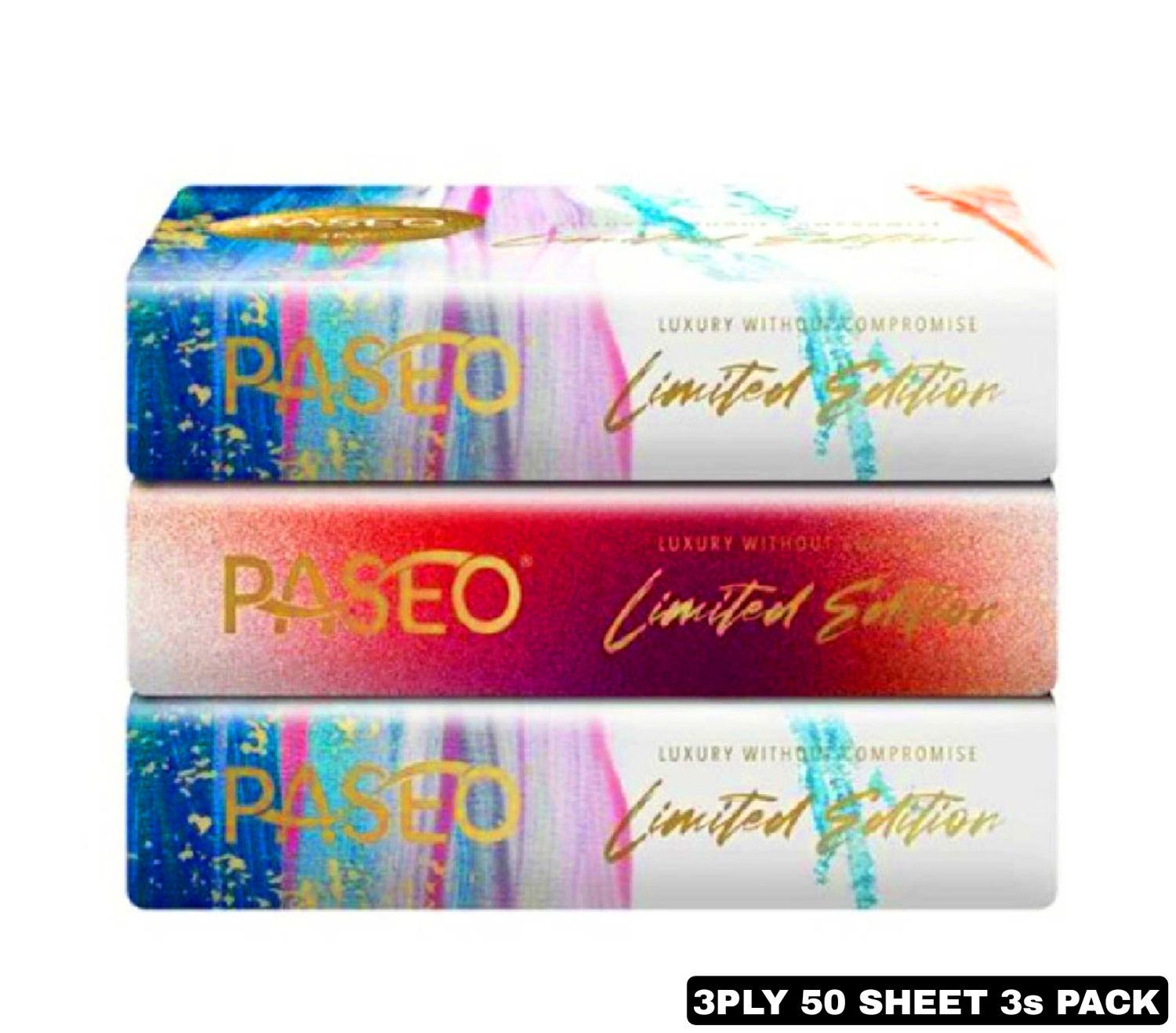 Paseo Facial Tissue Mini Travel Pack 3 Ply 50 Sheet x3 Pack