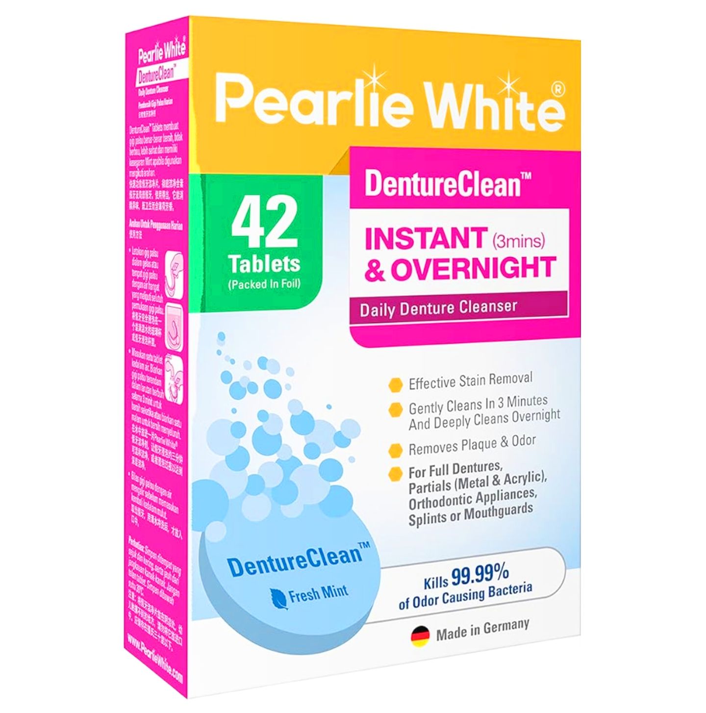 Pearlie White DentureClean Fast Action Cleansing Tablets - 42tablet Pack