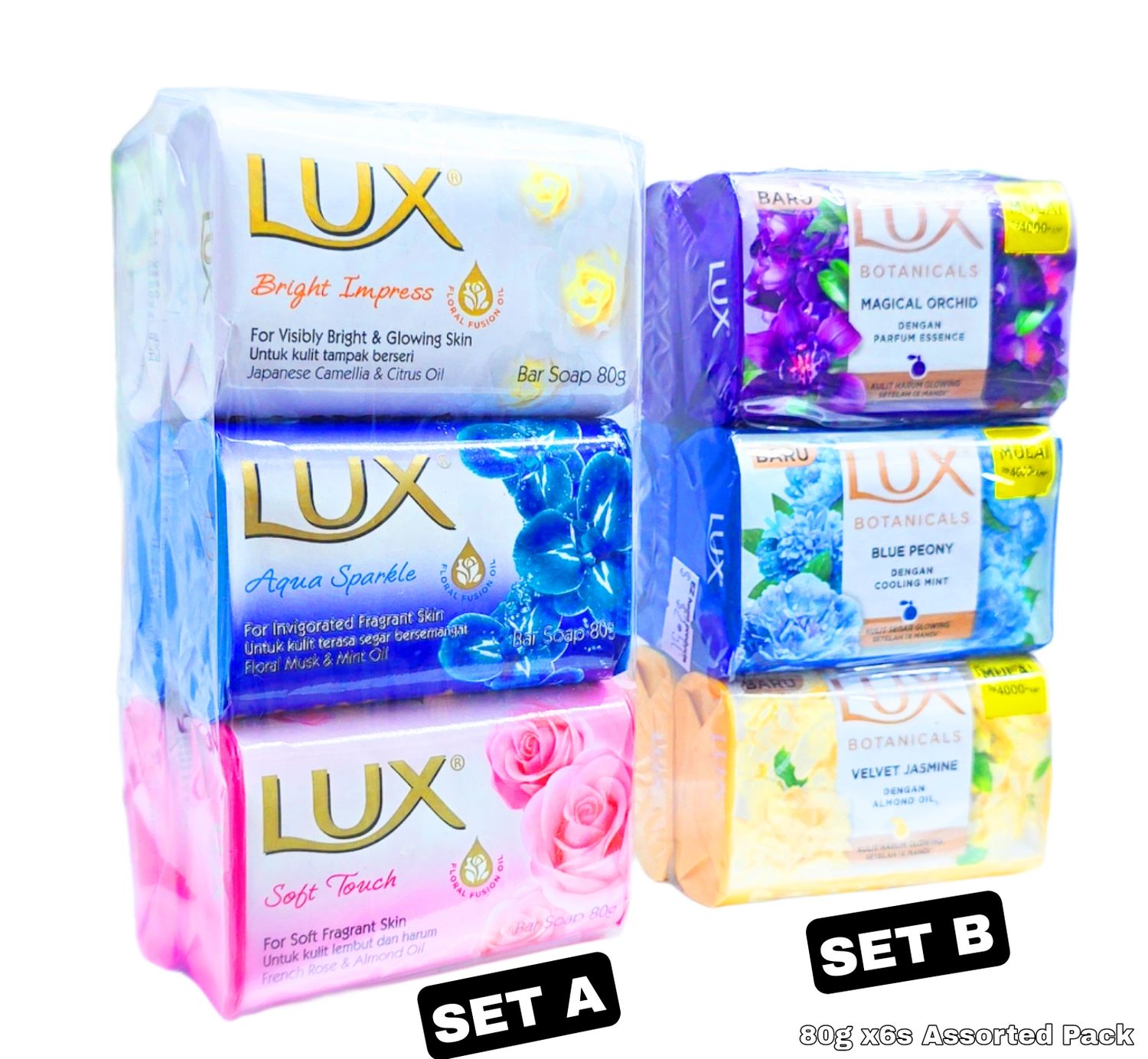 Lux Soap Bar 80g x 6s Assorted Pack Choose Your Own Set