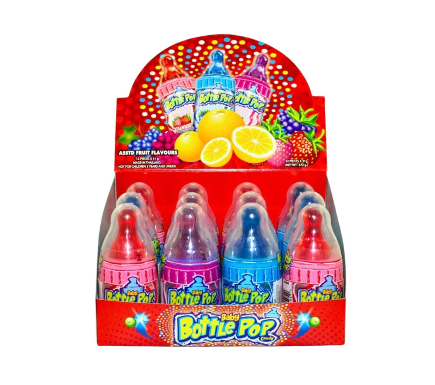 Baby Bottle Pop Candy Assorted Fruit 31g x 12s