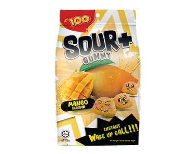 LOT 100 SOUR+ GUMMY MANGO 95G