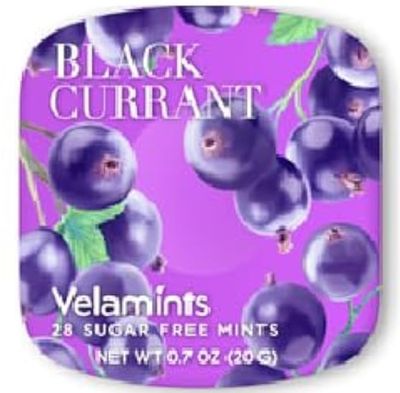 STEVIA VELAMINTS BLACK CURRANT SUGAR FREE MINT 20G