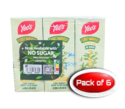 Yeo&#39;s First Harvest Green Tea NO SUGAR 250mL 6 Pack