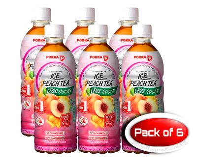 Pokka ice Peach Tea Less Sugar 500ml 6s