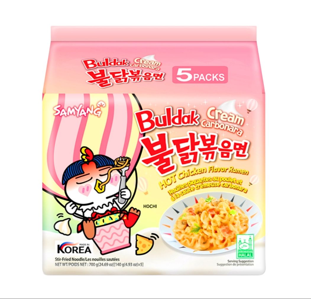 Sam Yang Buldak Cream Carbonara Hot Chiken Flavor Ramen Stir-Fired Noodle 700g (5x140g)