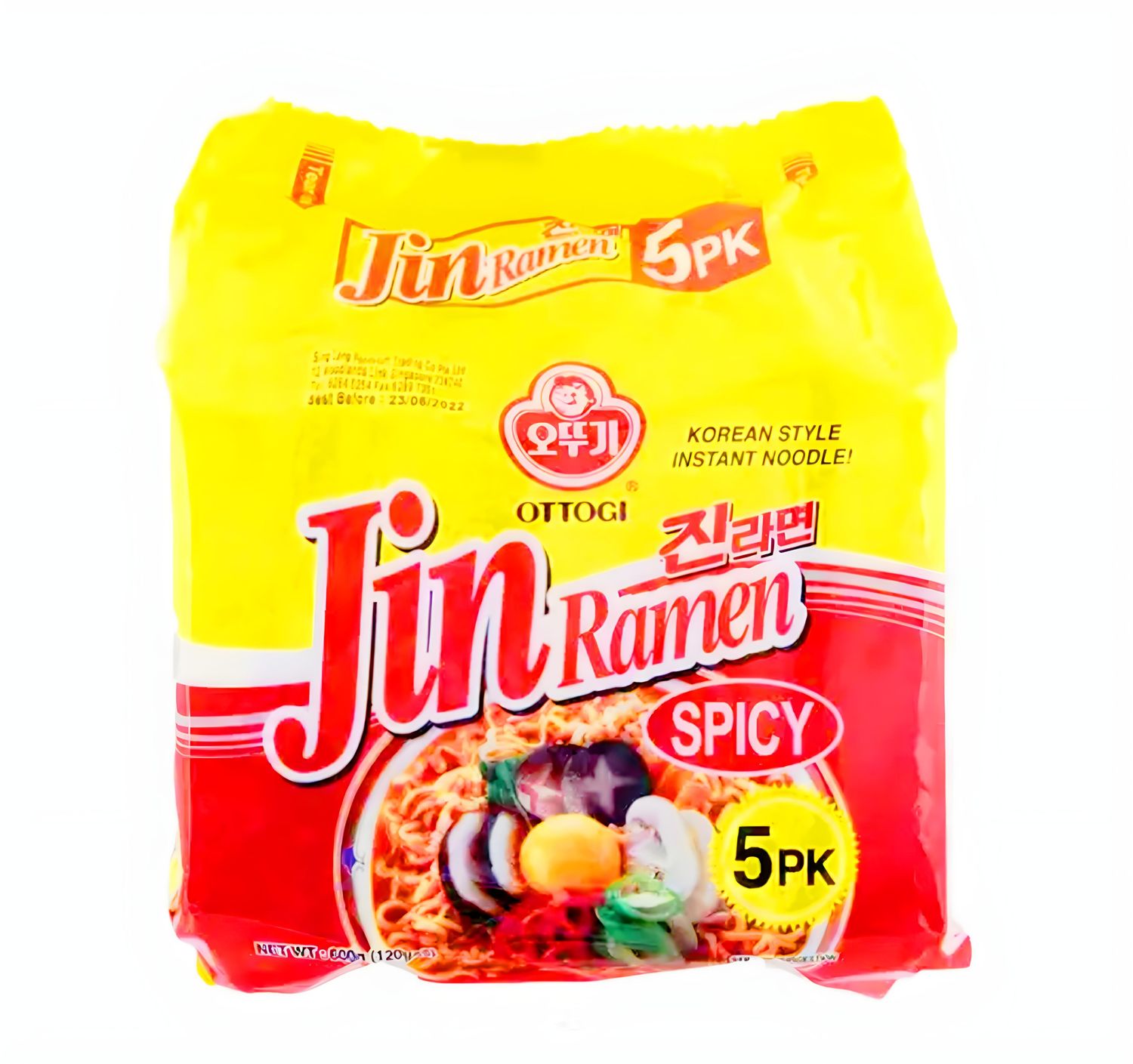 Ottogi Korean Instant Noodle - Jin Ramen (Spicy) 600g (5x120g)