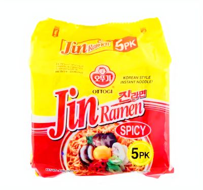 Ottogi Korean Instant Noodle - Jin Ramen (Spicy) 600g (5x120g)