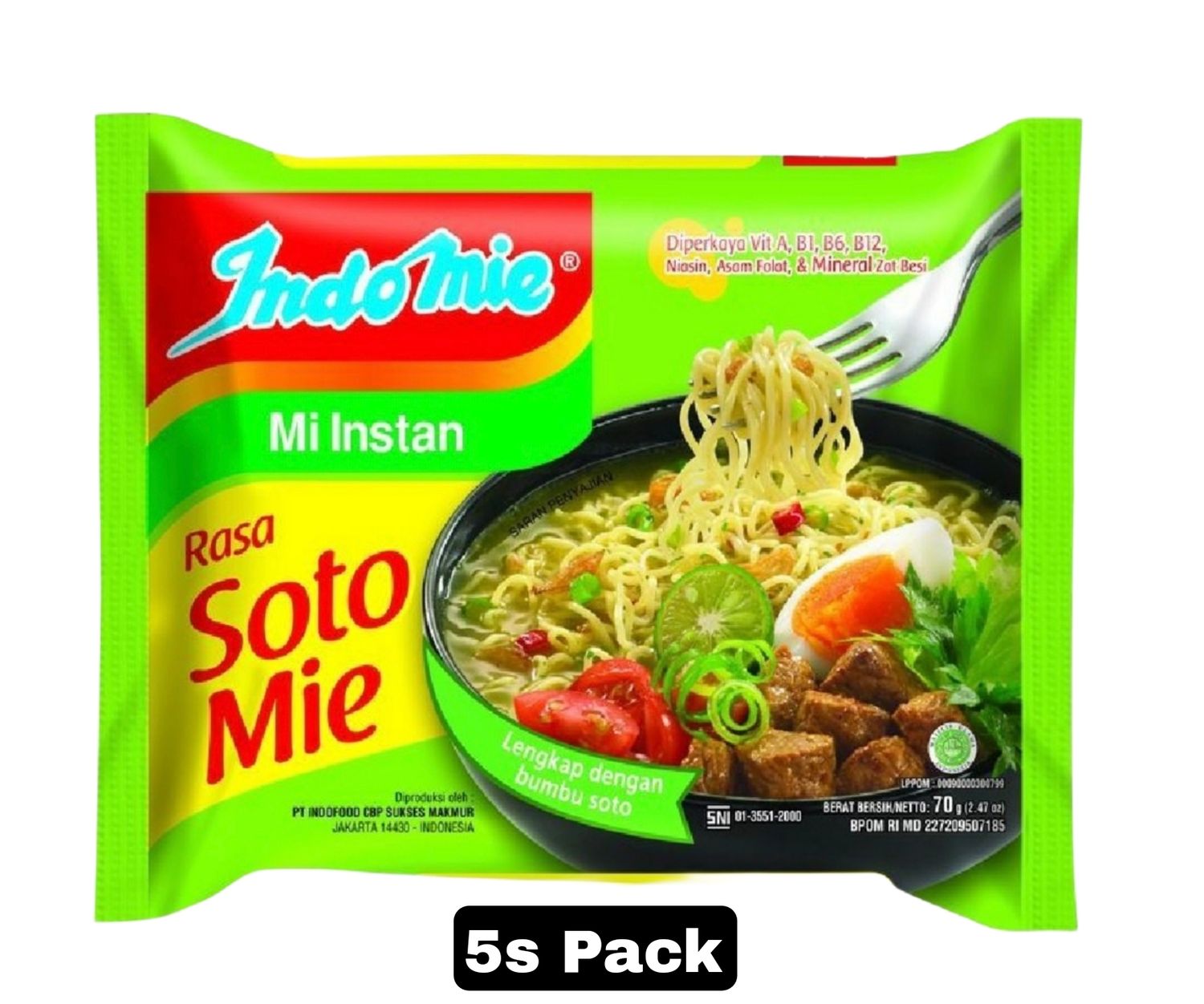 Indomie Soto Mie, Beef and Lime Noodles 5s Pack (5x75g)