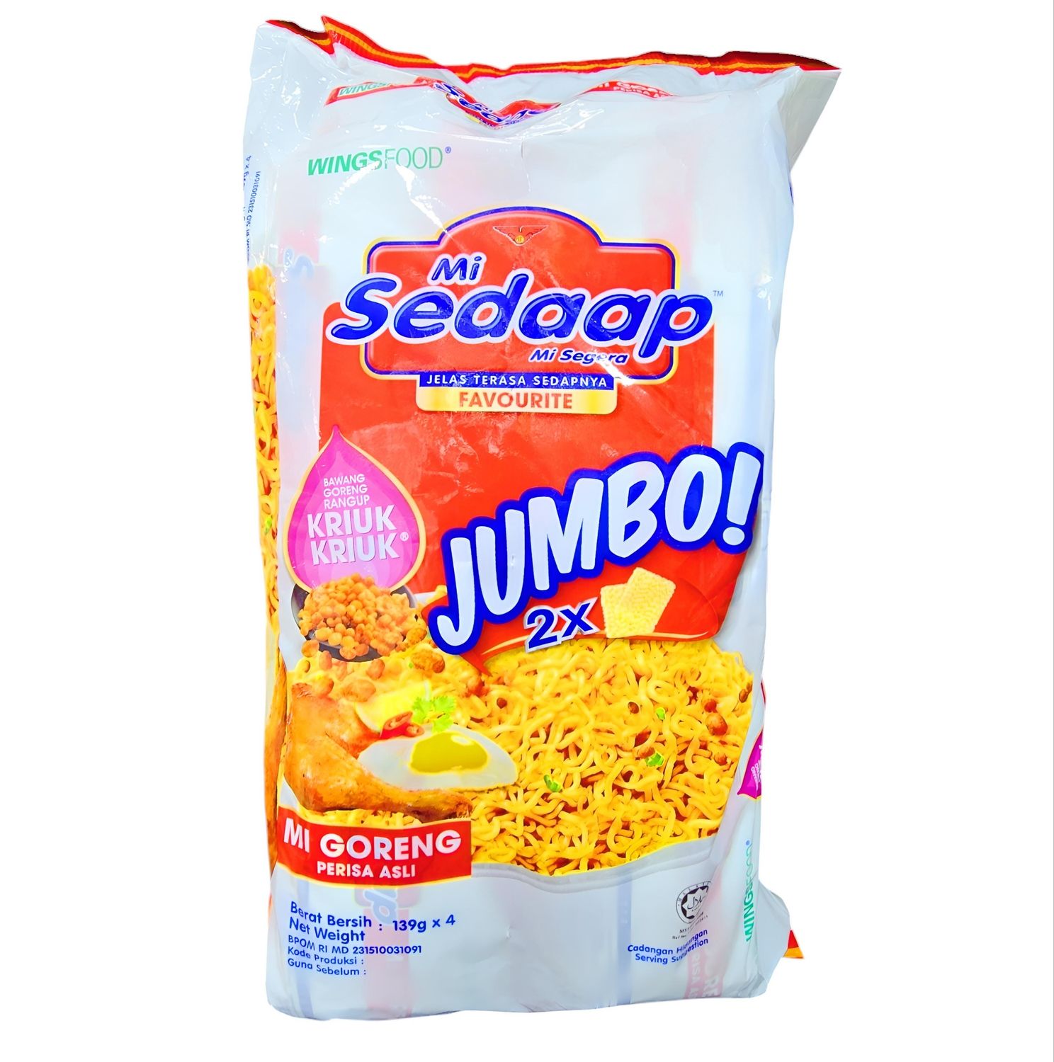 mi sedaap goreng asli jumbo 556g (4x139g)