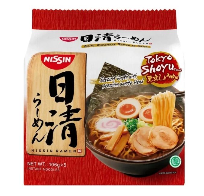 Nissin Japanese Ramen Tokyo Shoyu Instant Noodles 530g (5x106g)