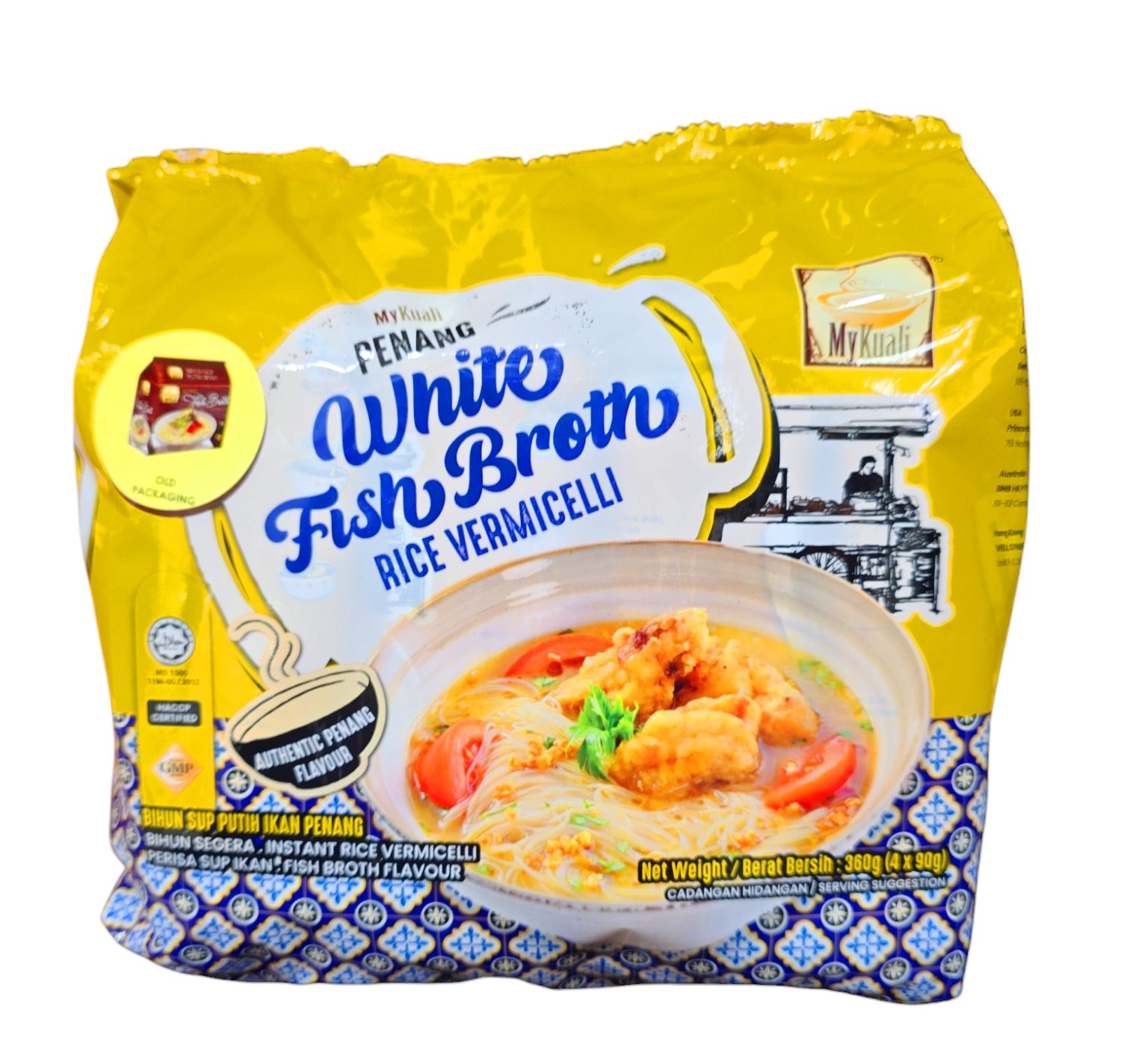 Mykuali Penang White Fish Broth Rice Vermicelli 360g (4x90g)