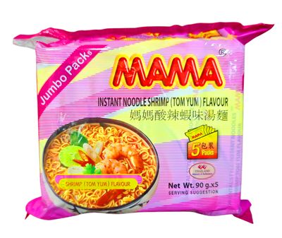 Mama Instant Noodles Shrimp Tom Yum flavour 450g (5x90g)
