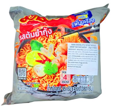 MAMA ORIENTAL SHRIMP TOM YUM INSTANT NOODLES 380g (4x95g)