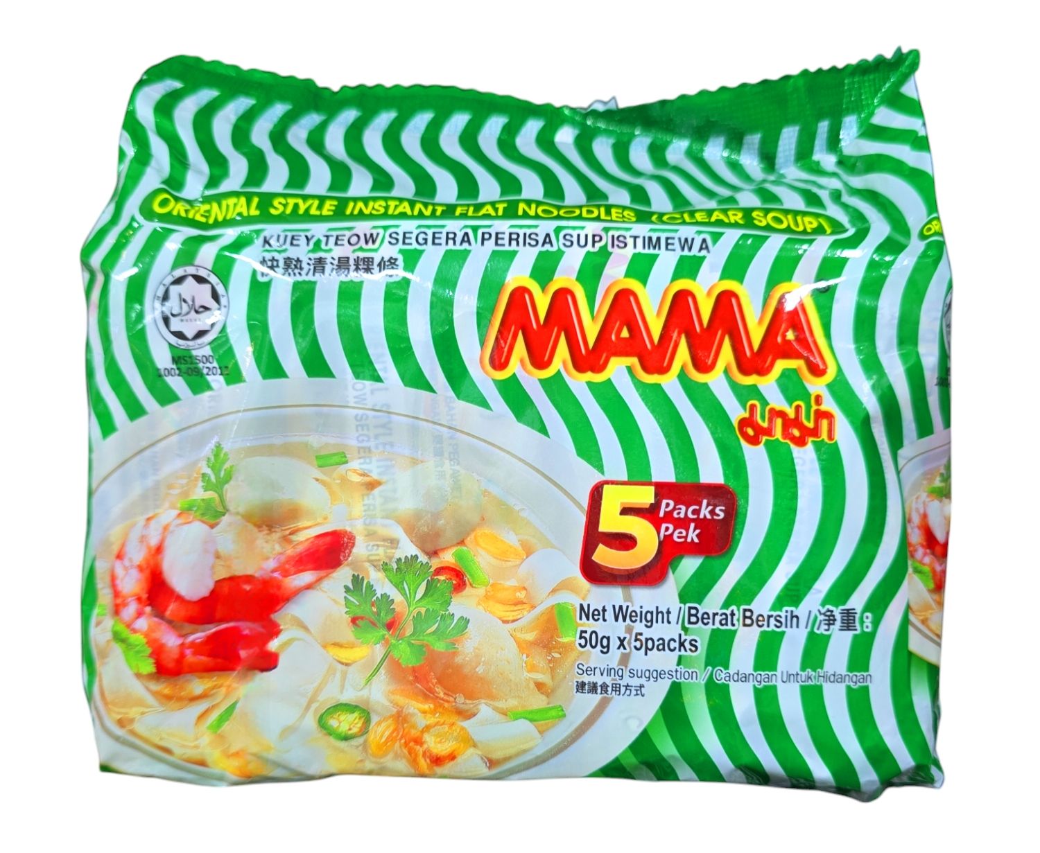 Mama Flat Noodles Clear Soup Flavour 250g (5x50g)