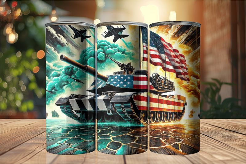 Patriotic tank and planes