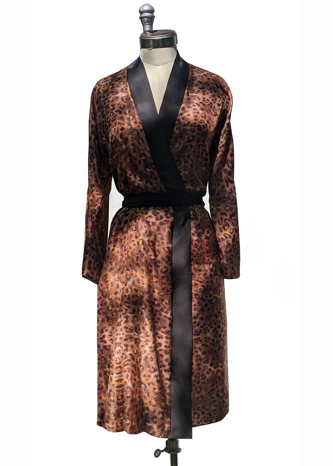 Leopard Print Silk Robe