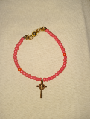 pink cross clasp bracelet