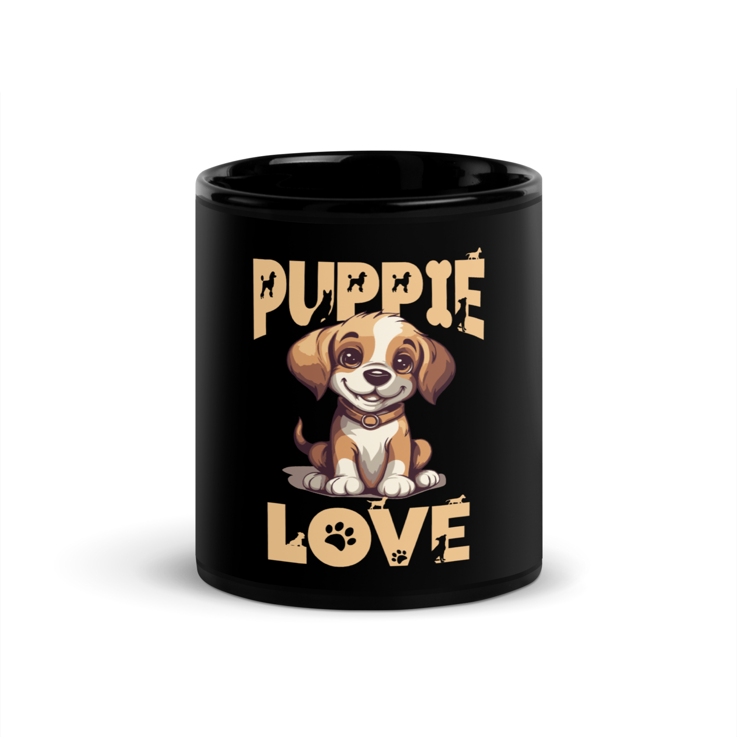 PuppieeLove Black Glossy Mug