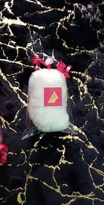 algodón en bolsita y etiqueta