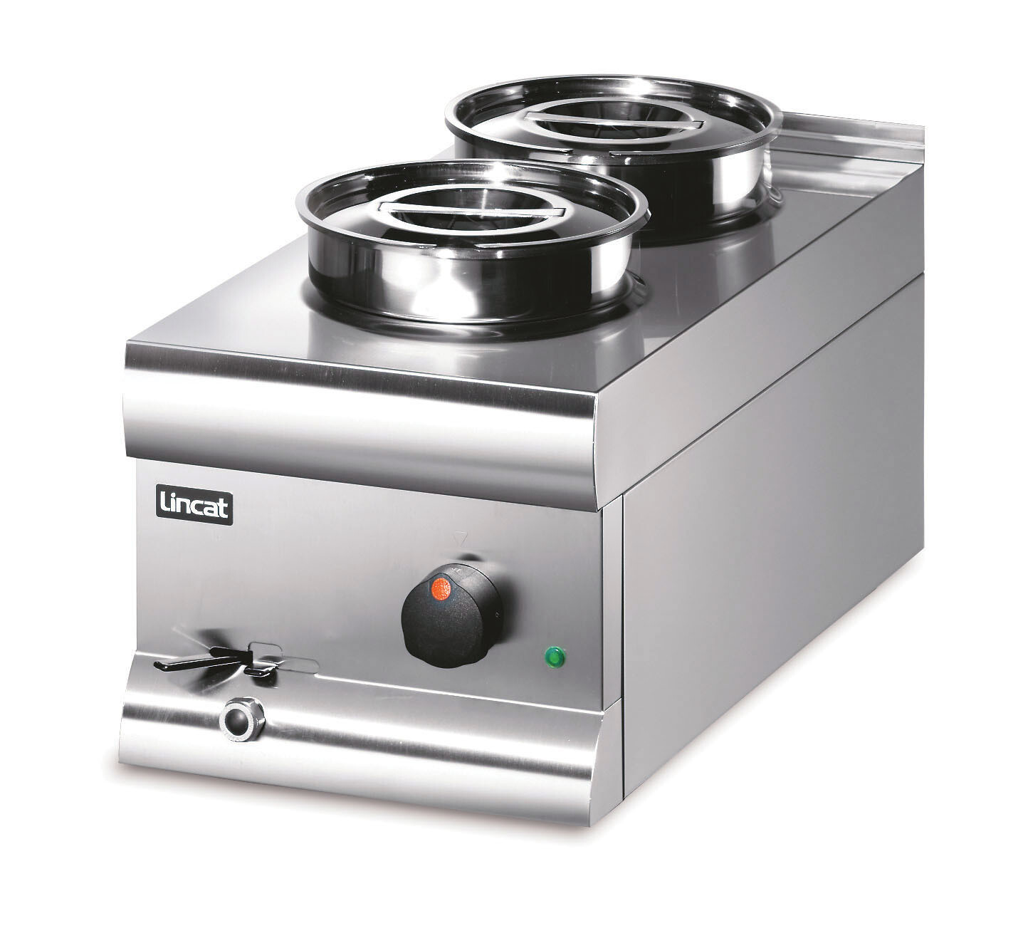 Lincat BS3W - Silverlink Electric Counter-top Bain Marie – Wet Heat – Round Pots – Base + 2 Pots – W 300 mm – 1.0 kW