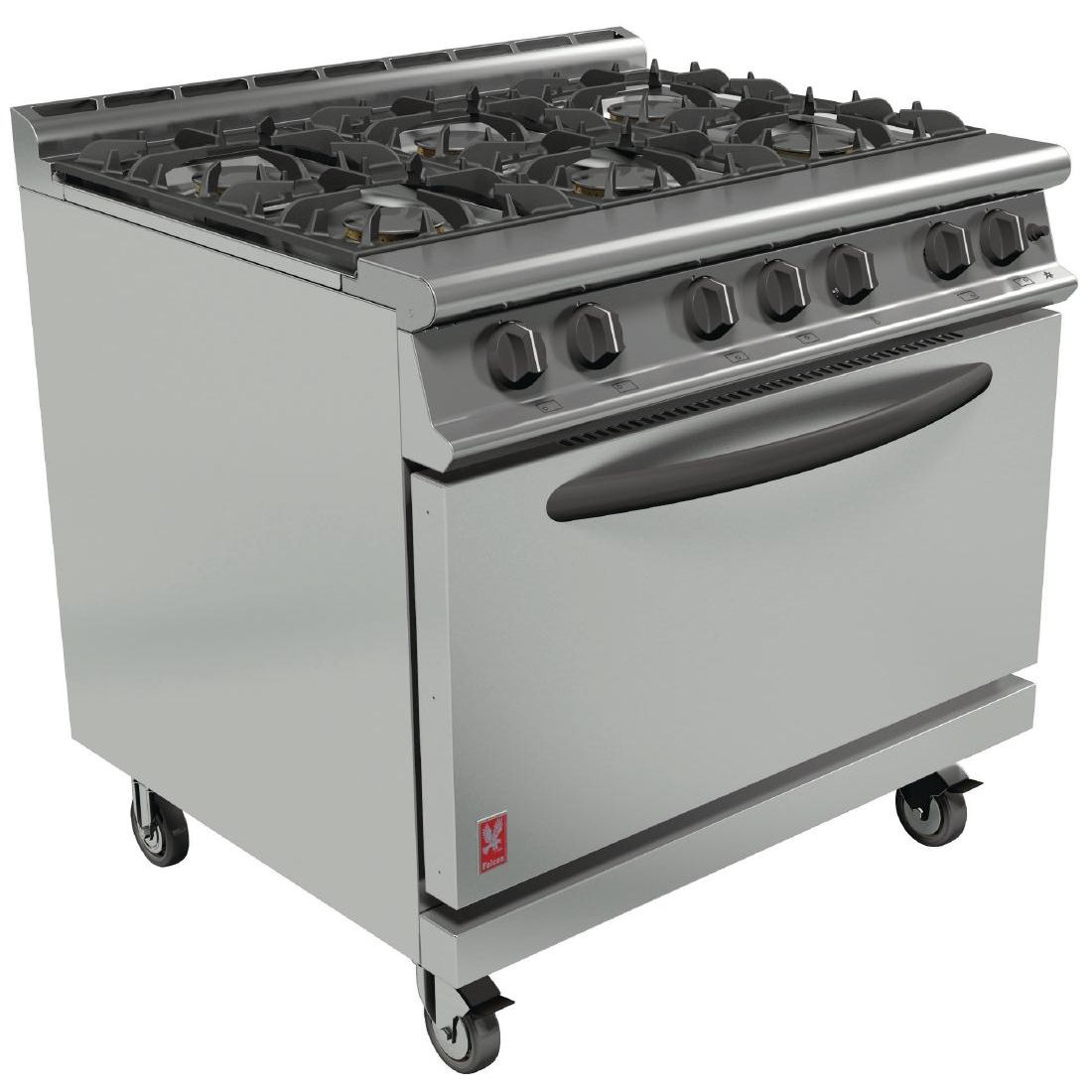 Falcon 6 burner open top gas range with drop down door G3101D