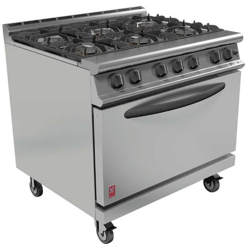 Falcon 6 burner open top gas range with drop down door G3101D