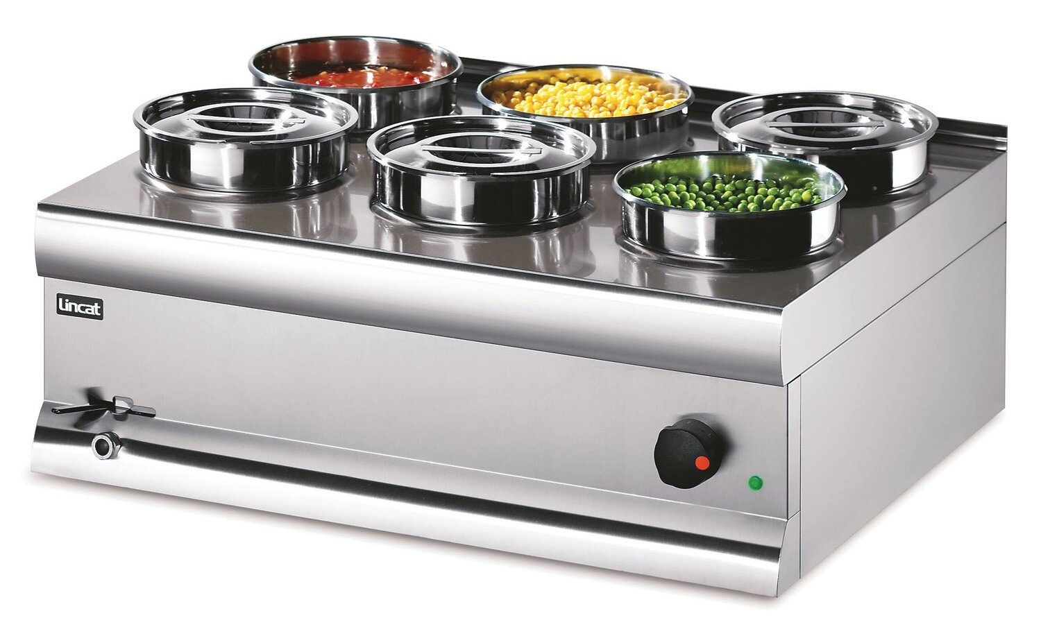 Lincat BS7W - Silverlink Electric Counter-top Bain Marie – Wet Heat – Round Pots – Base + 6 Pots – W 750 mm – 2.0 kW