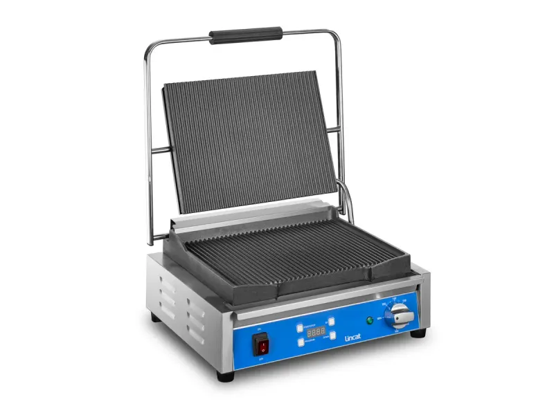 Lincat Lynx Prime LPPGRRT Electric Single Contact Panini Grill with Digital Timer - Ribbed Top & Bottom