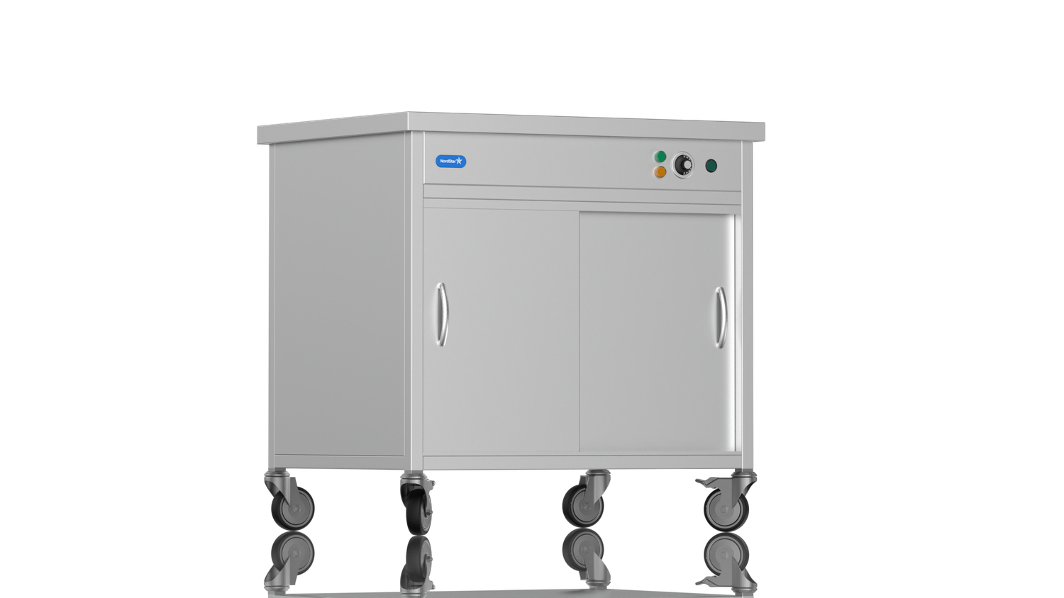900mm wide mobile hot cupboard on castors