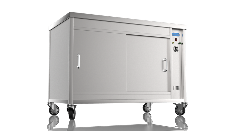 1200mm wide mobile hot cupboard on castors