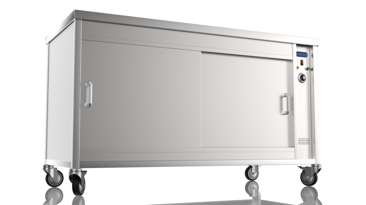 1500mm wide mobile hot cupboard on castors