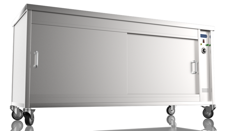 1800mm wide mobile hot cupboard on castors