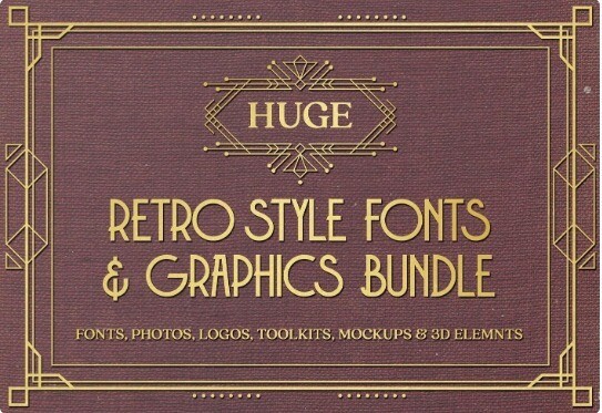 PHOTOS: Huge Retro Style Fonts and Graphics Bundle