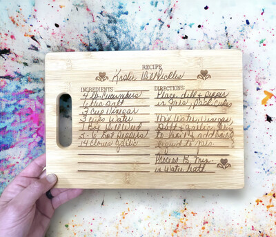 Personalized Bamboo Cutting Board 13.3/4 X 9.3/4 X 1/2 Recipe /Monogrammed / Names / Announcements / And More Your Choice Single Side Engraved.