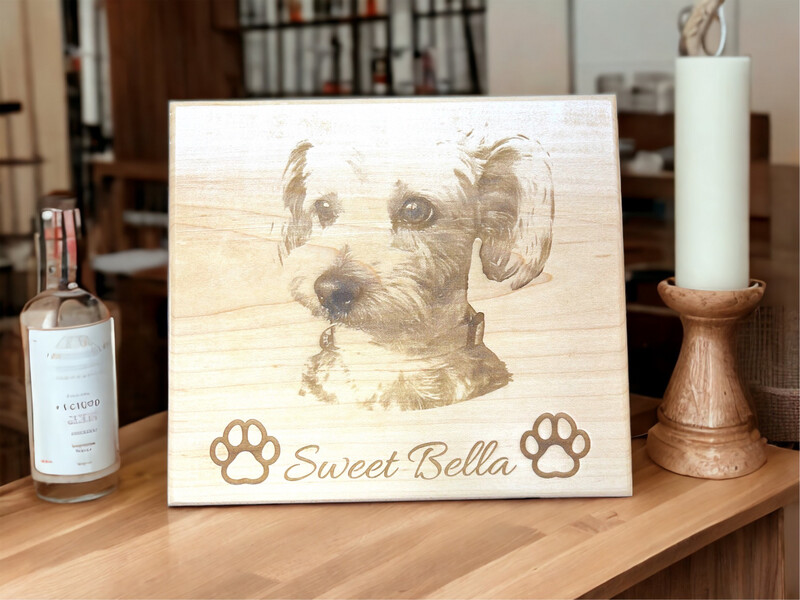 Photos Engraved on Elegant 9&quot; x 8&quot; solid maple plaque.