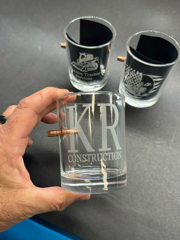 Laser Engraved .308 Round Whiskey Glass 10oz